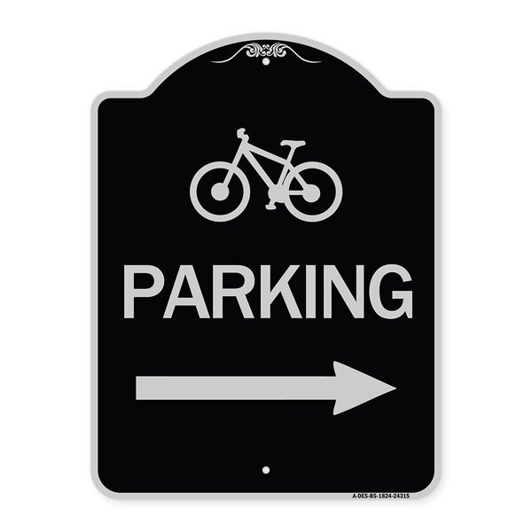 Bicycle Symbol Parking Right Arrow Heavy-Gauge Aluminum Architectural Sign, 24